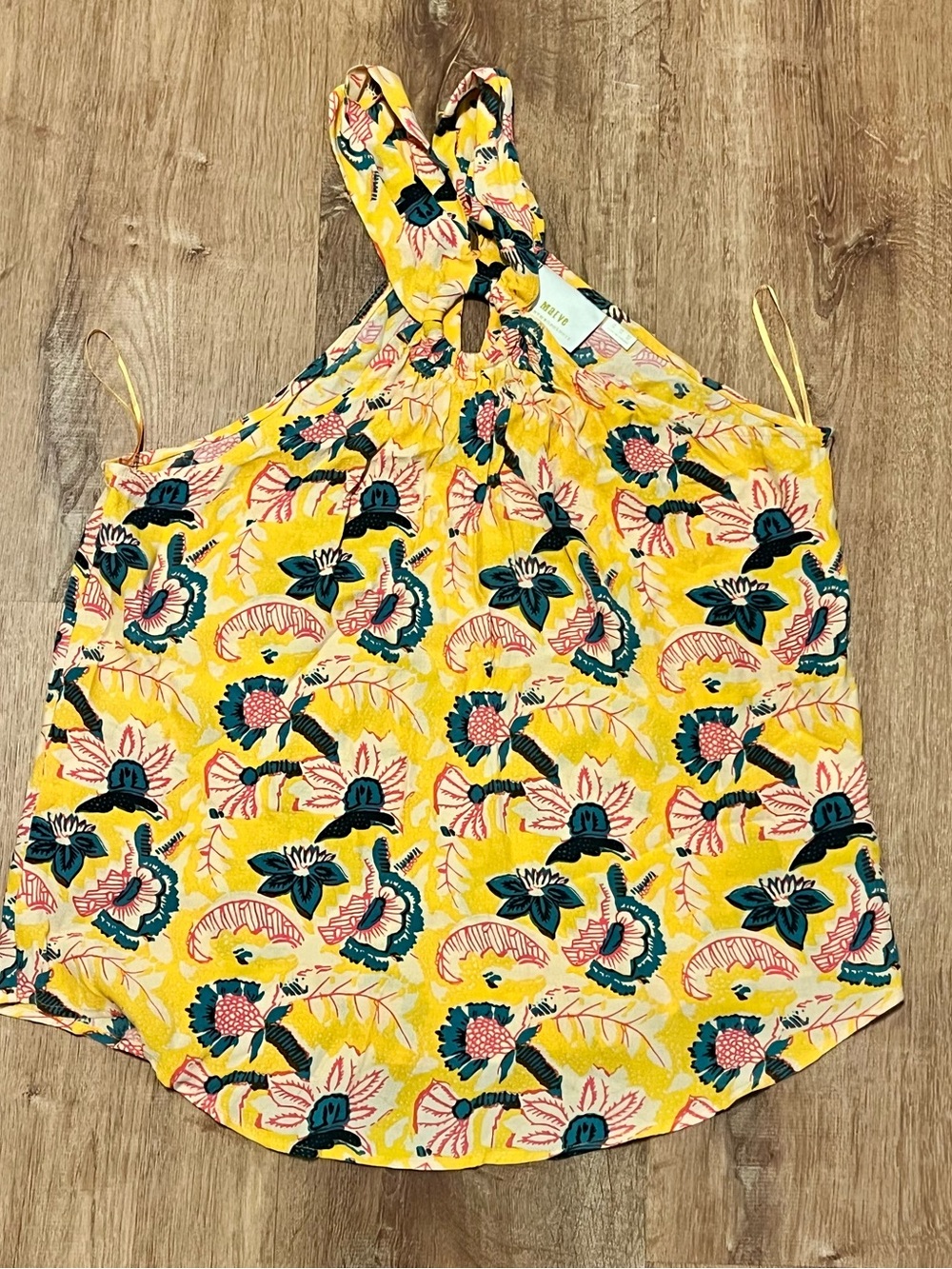Mauve Yellow Floral Halter Tank Top